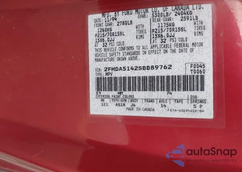 1995 Ford Windstar Wagon из США, поврежденный, VIN 2FMDA5142SBB89762